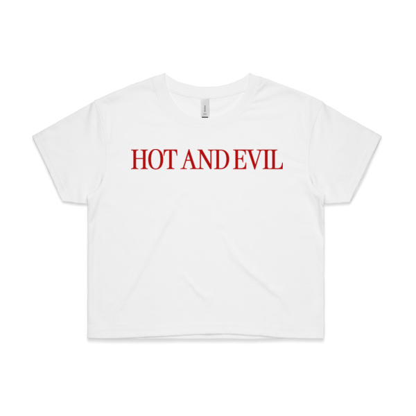 HOT AND EVIL - GRAPHIC CROP BABY TEE Thumbnail